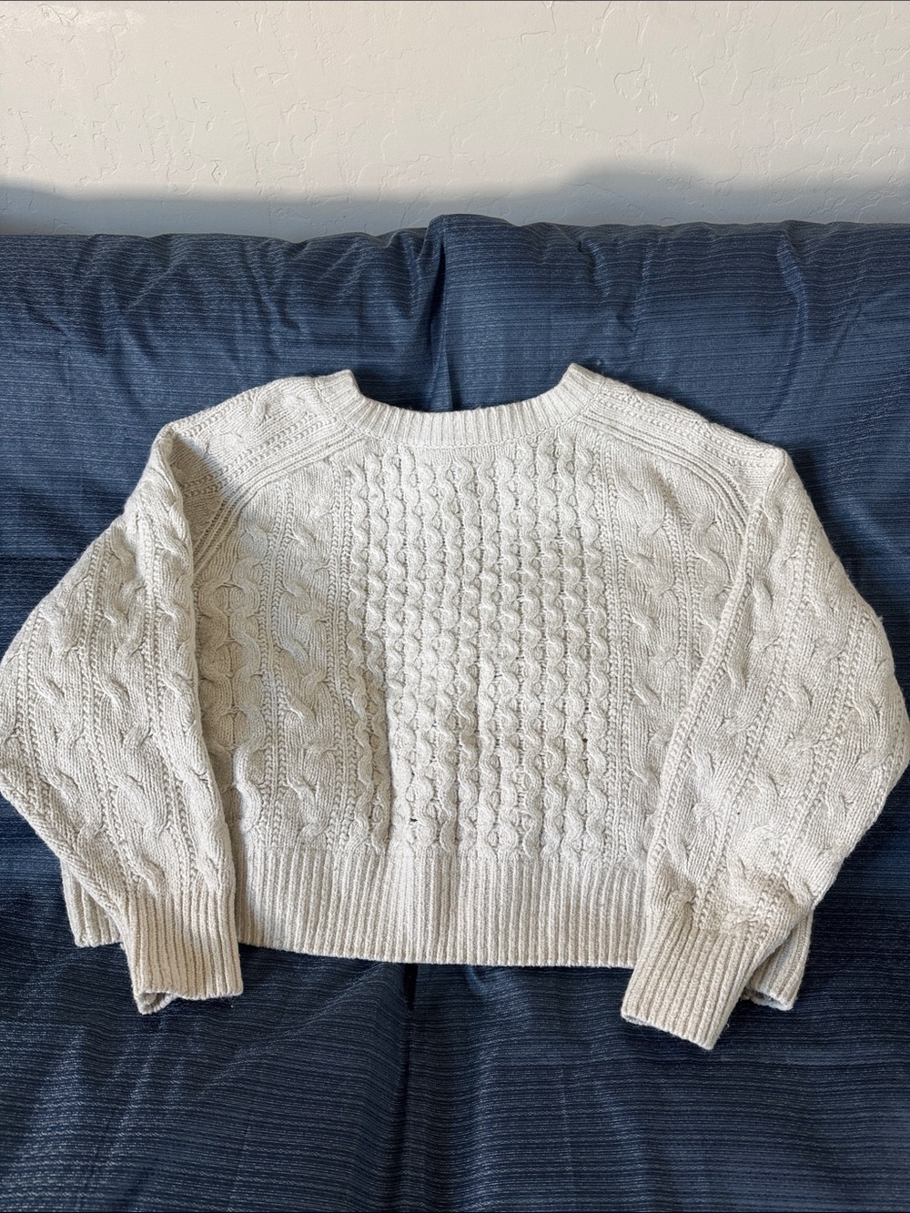 Universal Thread Cream Cable-Textured Crewneck Sweater